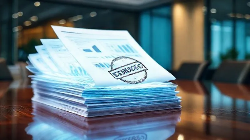 A photorealistic image of a stack of transparent, glowing financial reports on a polished boardroom table, with light passing through them to illuminate a small, detailed 'Verified' stamp. The reports are open to show charts and data. Professional photography, 8K, cinematic lighting, sharp focus on the reports and stamp, depth of field blurring the background of a modern office, shot on a high-end DSLR.