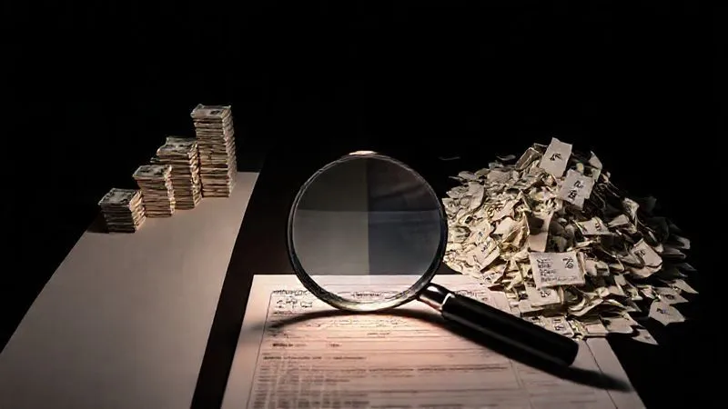 A photorealistic image depicting two distinct financial paths: one side shows a clear, well-lit, organized path leading to a growing stack of money, symbolizing maximized deductions. The other side is dark, cluttered with scattered receipts and a shrinking pile of money, representing missed opportunities. The paths converge at a magnifying glass over a tax form. Professional photography, 8K, cinematic lighting, sharp focus, depth of field, shot on a high-end DSLR.