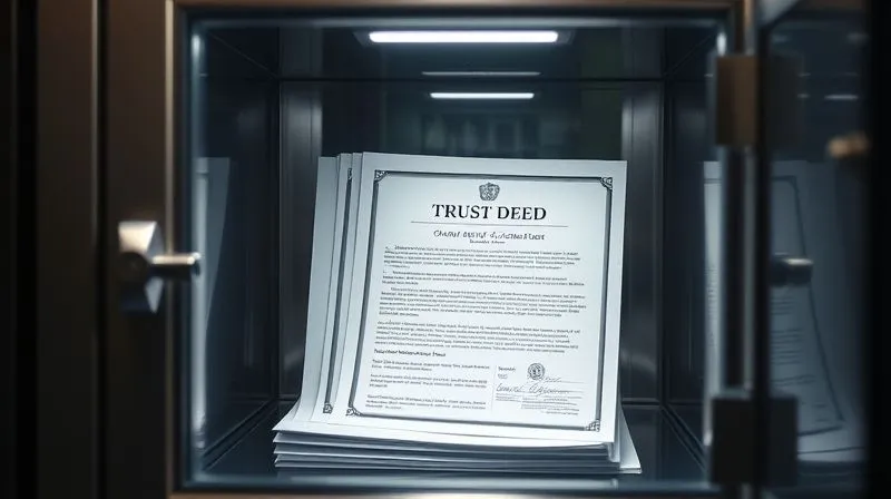 A photorealistic image of a secure, transparent glass vault containing important financial documents and a gold-plated trust deed, illuminated by soft, professional studio lighting, emphasizing security and clarity, 8K, sharp focus, depth of field, shot on a high-end DSLR.