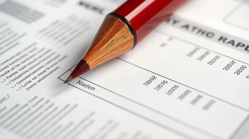 A photorealistic close-up of financial documents and reports with highlighted sections, a red pen marking inconsistencies, professional photography, 8K, cinematic lighting, sharp focus, depth of field, shot on a high-end DSLR.