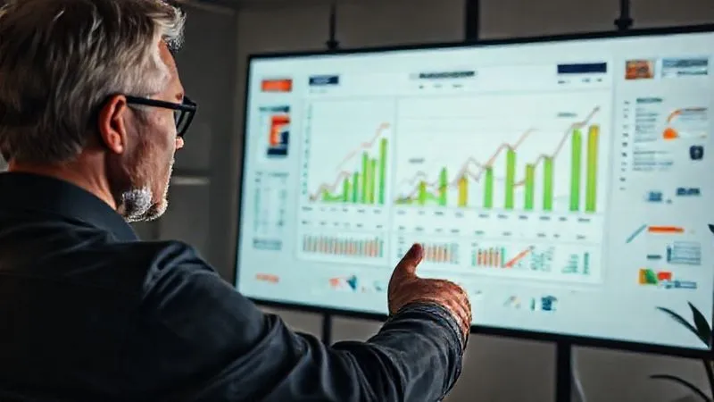 A photorealistic, professional photography, 8K, cinematic lighting, sharp focus, depth of field, shot on a high-end DSLR. A person confidently charting a long-term financial plan on a large digital screen, with growth graphs and diversified investment portfolios visible, representing strategic financial rebuilding and future-proofing.