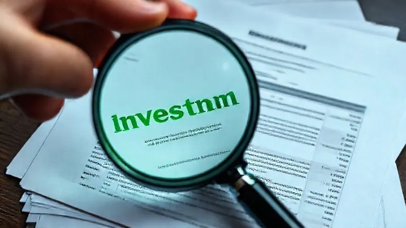 A photorealistic image of a magnifying glass held over a stack of investment reports, with some words highlighted in green and others in a faint, almost invisible grey, symbolizing hidden truths and misleading claims. Cinematic lighting, sharp focus on the magnifying glass and reports, depth of field. 8K hyper-detailed.