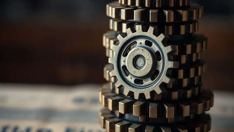 photorealistic, professional photography, 8K, cinematic lighting, sharp focus, depth of field, shot on a high-end DSLR, a stack of intricate, beautiful gears and cogs, representing the complex system of federal loan protections, with one large, crucial gear being removed or shattered, symbolizing the irreversible loss of these benefits when refinancing. The background is slightly blurred, emphasizing the gears.