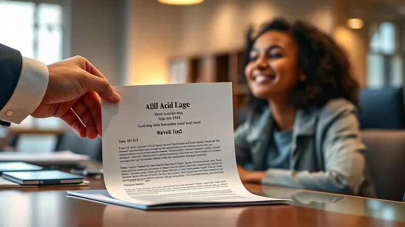 photorealistic, professional photography, 8K, cinematic lighting, sharp focus, depth of field, shot on a high-end DSLR. A hand gently places a revised financial aid award letter on a desk next to a student who looks up with a relieved and hopeful expression. The background is softly blurred, suggesting an office environment, with warm, encouraging light. The scene emphasizes positive resolution and support.