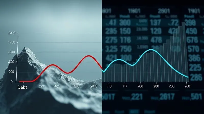 Photorealistic, professional photography, 8K, cinematic lighting, sharp focus, depth of field, shot on a high-end DSLR. A split image showing two distinct financial graphs: on the left, a "debt avalanche" graph with a steep, accelerating decline in total debt, emphasized by a red line. On the right, a "debt snowball" graph with a more gradual, but consistently declining blue line. Both graphs are clean, modern, and clearly illustrate the different repayment speeds, set against a backdrop of financial data.