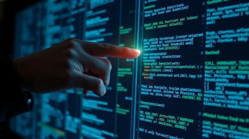 A photorealistic image of a digital ledger or blockchain interface, with lines of code and transaction data flowing across the screen. A hand points to a specific, highlighted transaction, symbolizing the tracing of funds. The lighting is cool and analytical, sharp focus, depth of field, 8K hyper-detailed, professional photography.