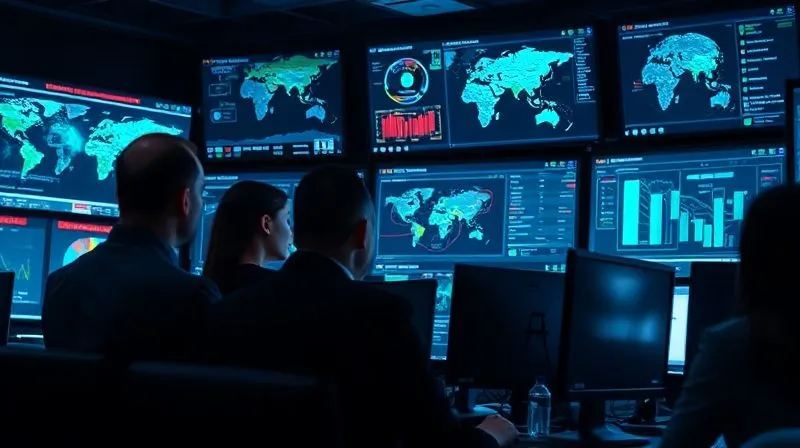 photorealistic, professional photography, 8K, cinematic lighting, sharp focus, depth of field, shot on a high-end DSLR, a diverse team of cybersecurity experts and business executives collaborating intensely in a modern, high-tech command center, looking at multiple screens displaying data flow, threat maps, and communication dashboards, conveying urgency and organized response during a cyber incident, subtle blue and green light from screens illuminating faces.