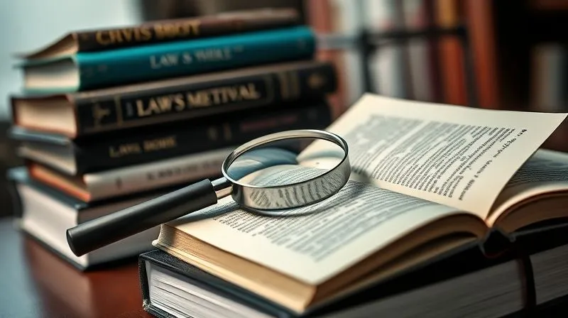 photorealistic, professional photography, 8K, cinematic lighting, sharp focus, depth of field, shot on a high-end DSLR, a stack of weighty law books and medical journals, with a magnifying glass resting on a page, symbolizing scrutiny and regulatory oversight. The background is blurred, focusing on the foreground's details and the gravity of the regulations.