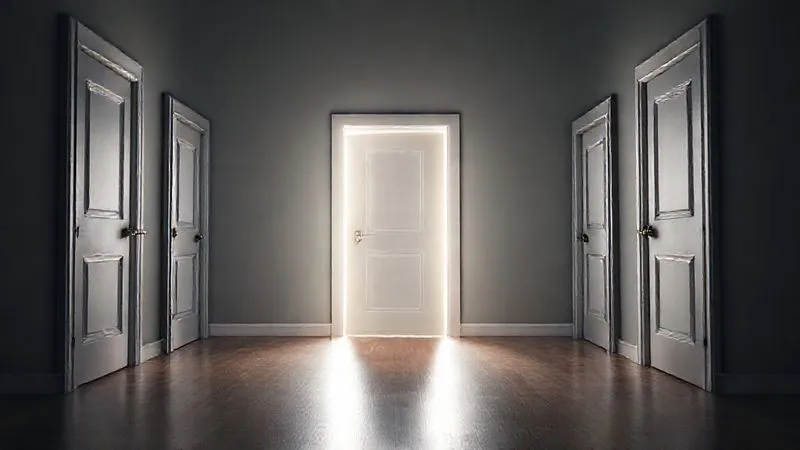 A photorealistic image of a series of open doors, each leading to a different path or light source, symbolizing diverse financial opportunities and alternative lending options for a business. The central path is slightly more illuminated, representing a clear choice. 8K, cinematic lighting, sharp focus on the doorways, depth of field, shot on a high-end DSLR.