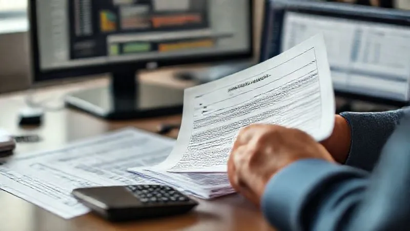 A photorealistic image of a person's hands holding an IRS CP2000 notice in one hand and a stack of K-1 forms in the other, meticulously comparing figures on a desktop, with a calculator and tax software interface visible on a blurred monitor in the background. Cinematic lighting, sharp focus on the documents, depth of field.