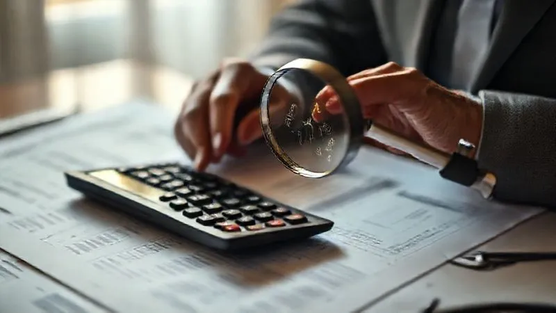 photorealistic, professional photography, 8K, cinematic lighting, sharp focus, depth of field, shot on a high-end DSLR, a person meticulously reviewing complex financial documents with a calculator and a magnifying glass, a subtle glow on key figures, symbolizing detailed tax planning and strategy, emotionally resonant.